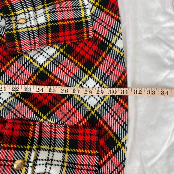 Vintage 70s Plaid Mini Dress Made in Japan Size 12 Red Tartan Mod - Picture 11 of 13